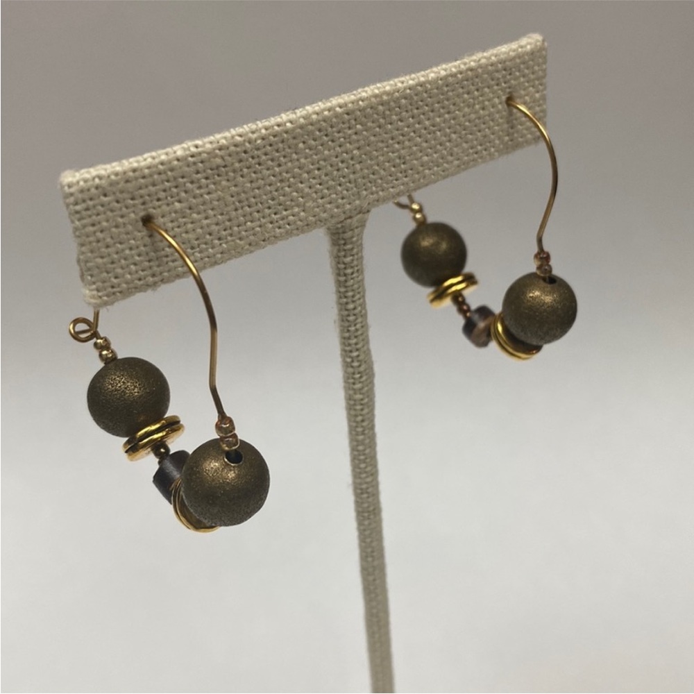 Handcrafted Gold Filled Beaded Heart Earrings